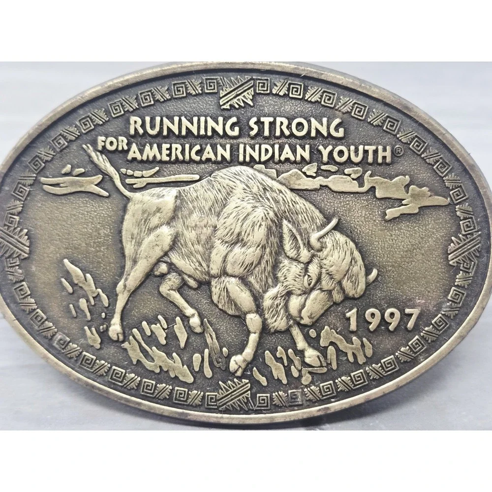 Buffalo Bison American Indian Youth Native American Brass Belt Buckle‎